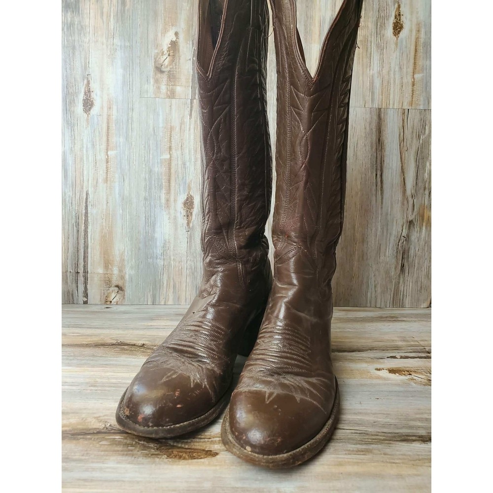 Joe Sanders Vintage Brown Leather Western Cowboy Boots Womens 6 B Mexico 9006